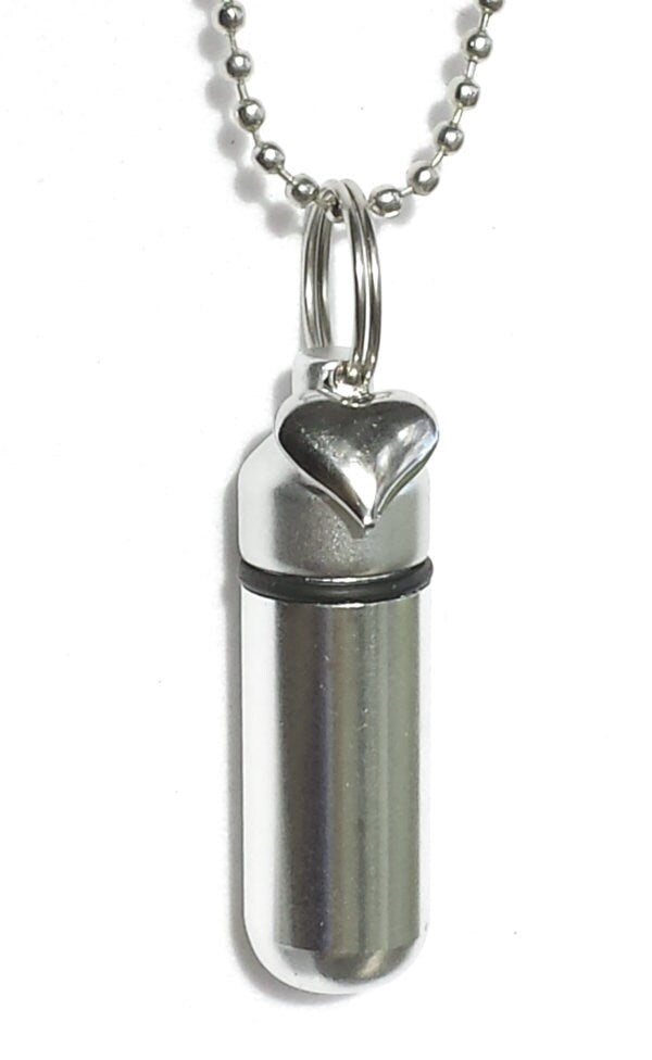 Set of THREE Silver Heart ANOINTING OIL Holders with 3 Velvet Pouches, 3 Steel Ball-Chain Necklaces