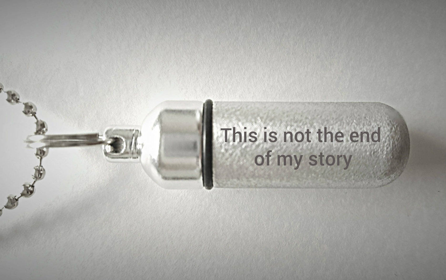 Engraved "This is not the end of my story" Brushed Silver CREMATION URN Necklace with Velvet Pouch and Fill Kit