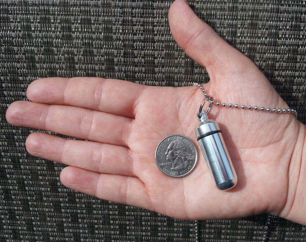 Brushed Simple Cross CREMATION URN Necklace - Includes Velvet Pouch, Ball-Chain & Fill Kit