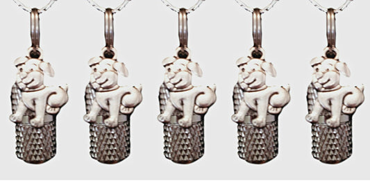 Set of FIVE Faceted Mini Pet Cremation Urns on Curb Chain Necklaces  w/PUPPY DOGS - Hand Assembled - Includes Velvet Pouches & Fill Kit