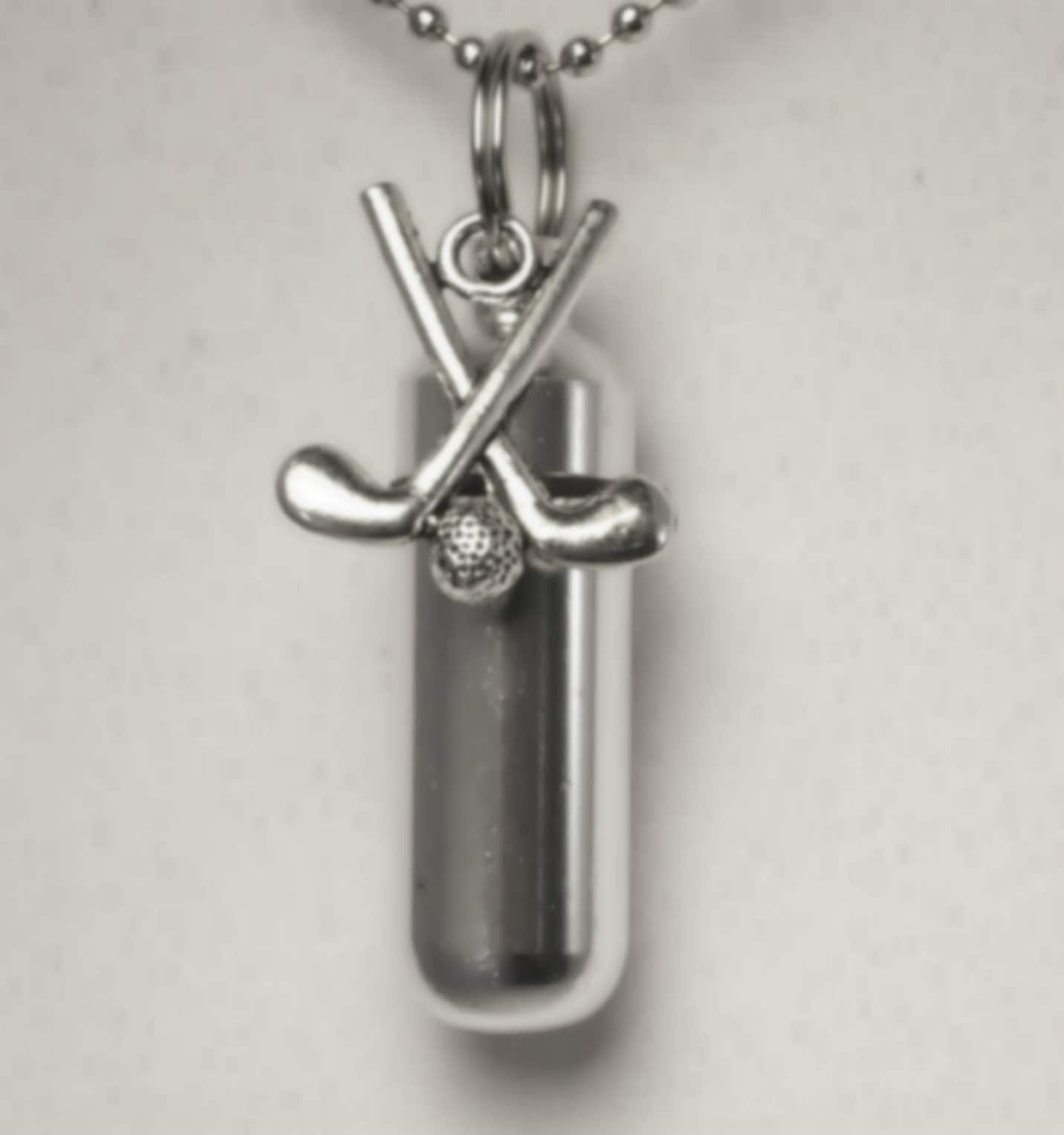 Set of 3 Silver CREMATION URN Necklaces with Golf Clubs - Memorial Jewelry, Ashes Jewelry, Urn Necklace, Mourning Keepsake, Personalized Urn
