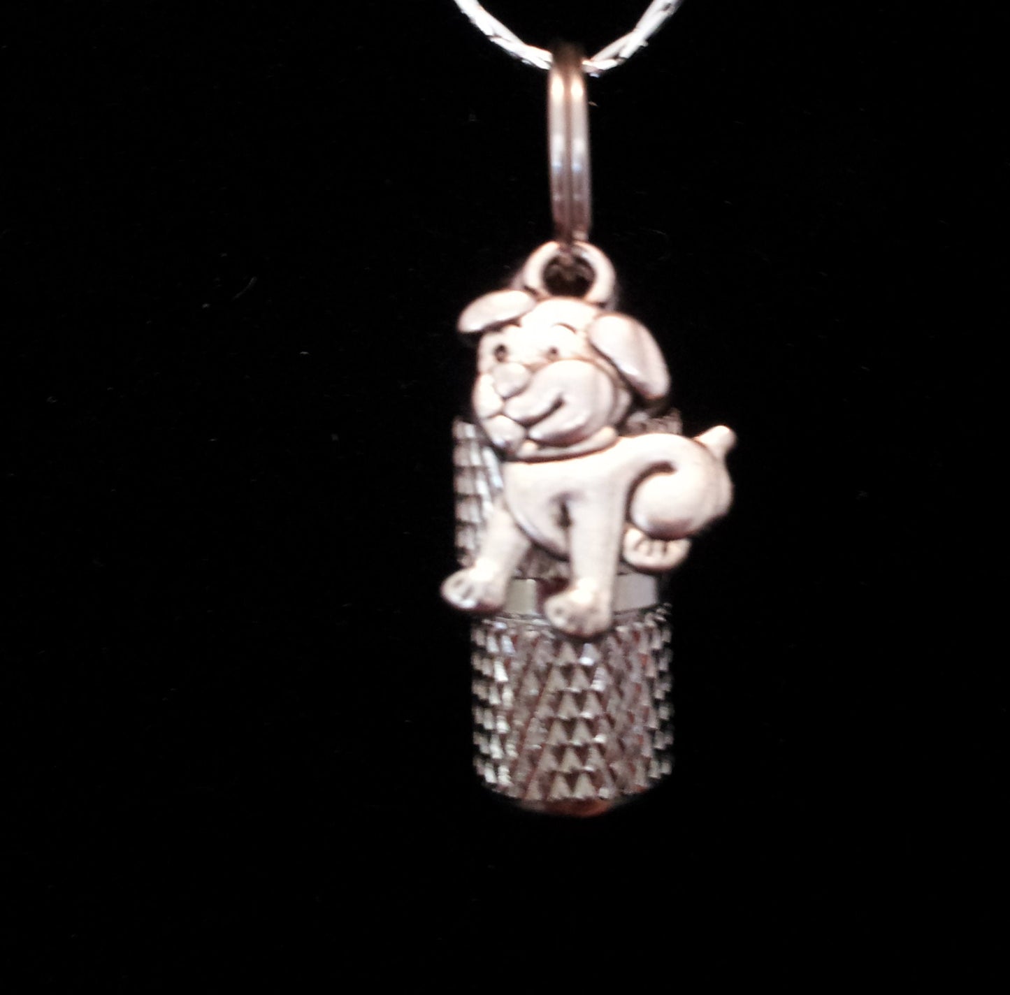 Set of FIVE Faceted Mini Pet Cremation Urns on Curb Chain Necklaces  w/PUPPY DOGS - Hand Assembled - Includes Velvet Pouches & Fill Kit