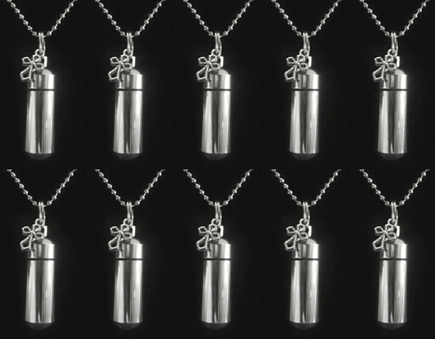 Set of Ten Silver CREMATION URN NECKLACES with Antique Cross, Mourning Jewelry, Ashes Necklace, Urn Keepsakes, Pet Urn, Child Urn, Ashes Urn