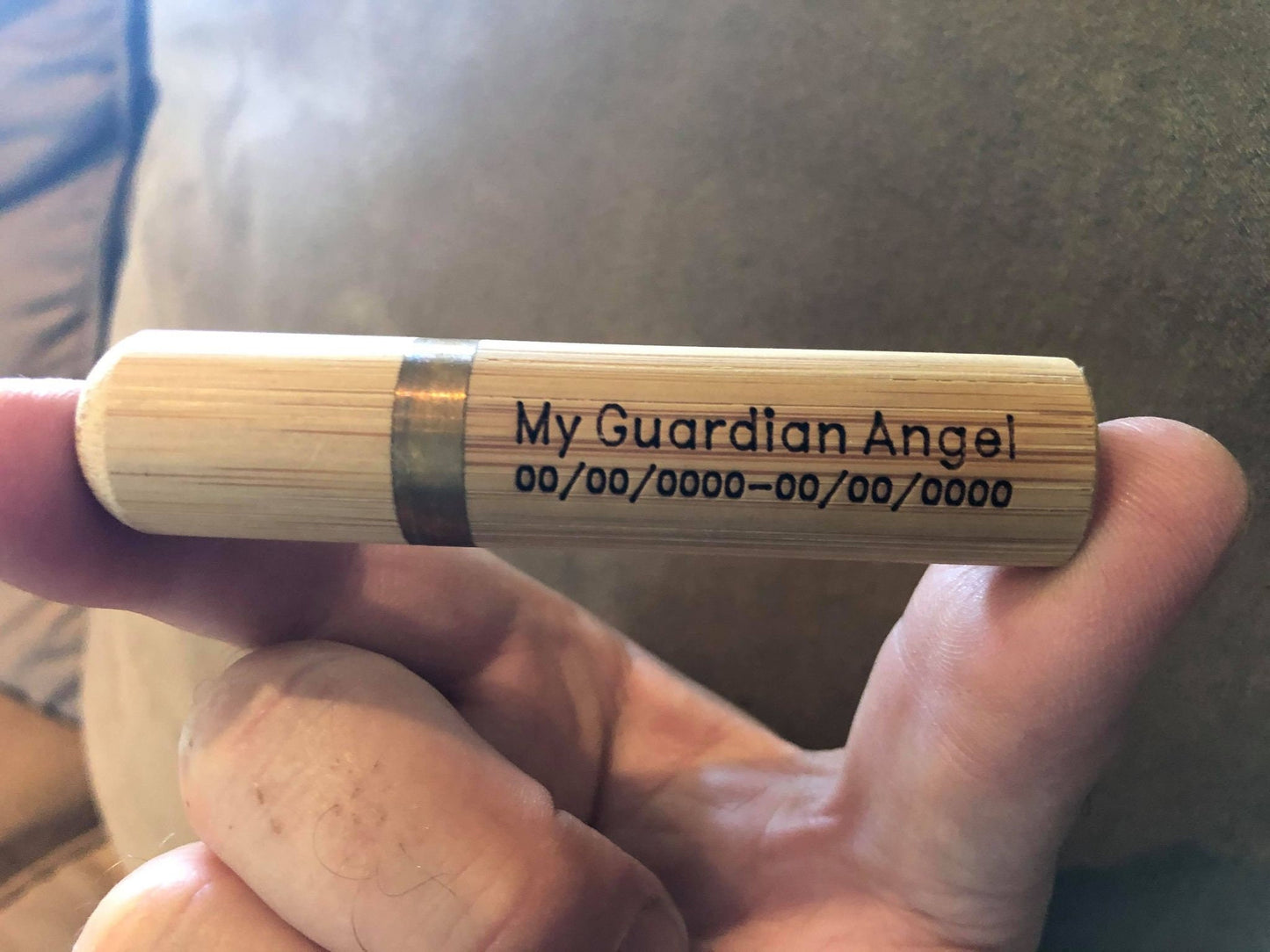 Set Of Two CUSTOM ENGRAVED Natural Sandalwood Cremation Urns / Scattering Tubes - Fits in Pocket/Purse, TSA Travel Compliant, Very Secure