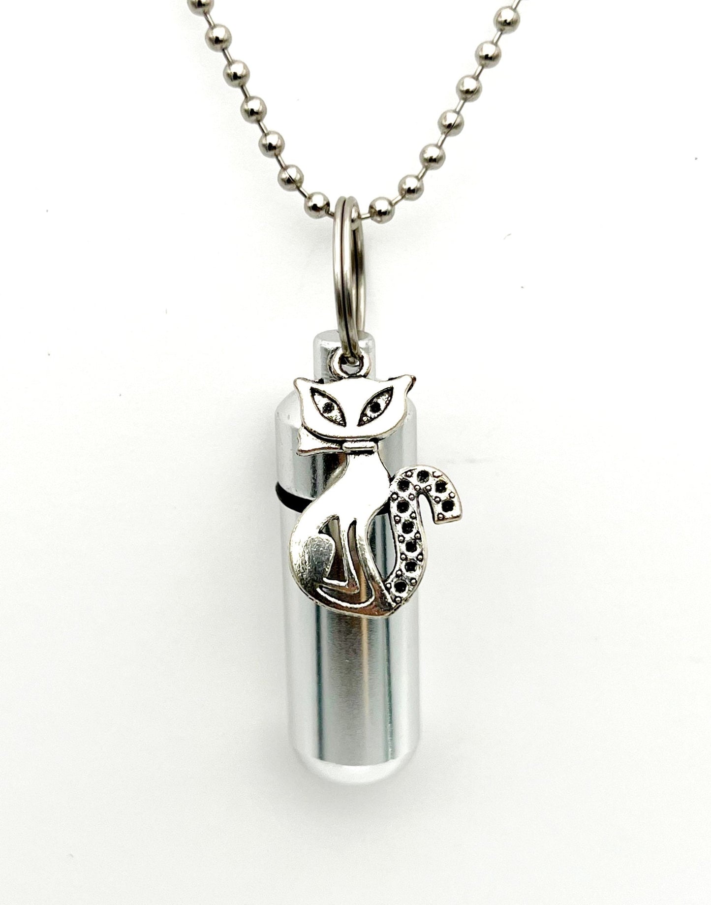 Set of FIVE "Sly Kitty" CREMATION URN Necklace Keepsakes - Pet Loss, Cat Urn, Memorial Jewelry, Urn Keepsake, Personalized Urn, Pet Urn