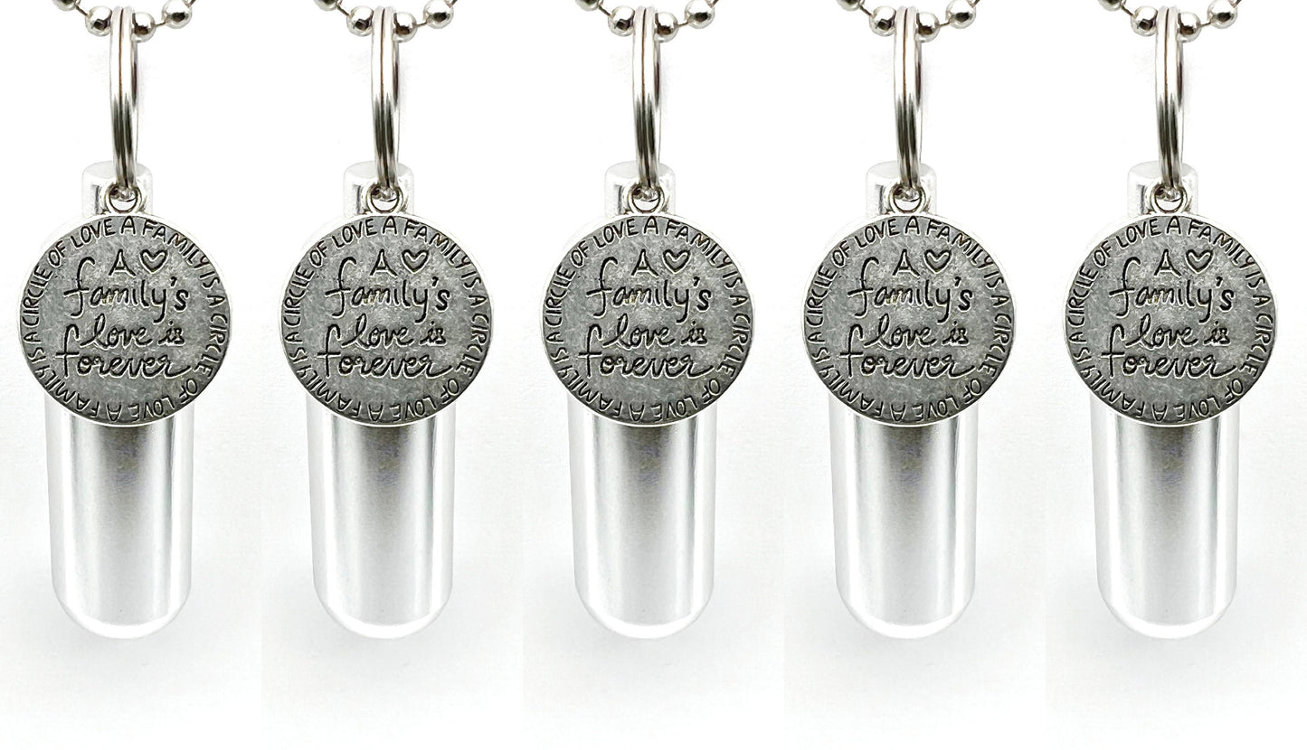 Set Of FIVE "Family Circle Of Love" Cremation Urn Necklaces, Cremation Jewelry, Urn Keepsake, Ashes Jewelry, Urn Necklace, Urn for Ashes