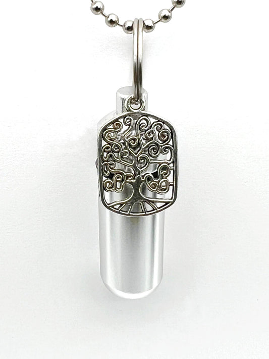 Lovely Cremation Urn Necklace with "Artisan Tree Of Life" Includes Velvet Pouch, 24" Ball-Chain & Fill Kit