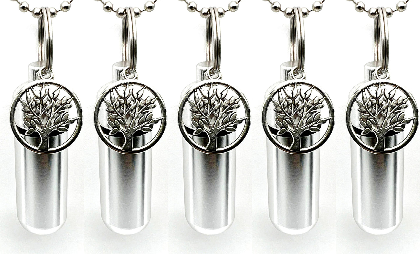 Lovely Set of FIVE Cremation Urn Necklaces with "Jerusalem Tree Of Life" - Memorial Keepsakes, Urn Jewelry, Ashes Necklace, Personalized Urn