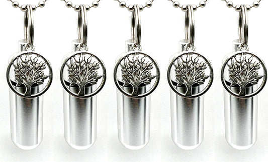 Lovely Set of FIVE Cremation Urn Necklaces with "Jerusalem Tree Of Life" - Memorial Keepsakes, Urn Jewelry, Ashes Necklace, Personalized Urn