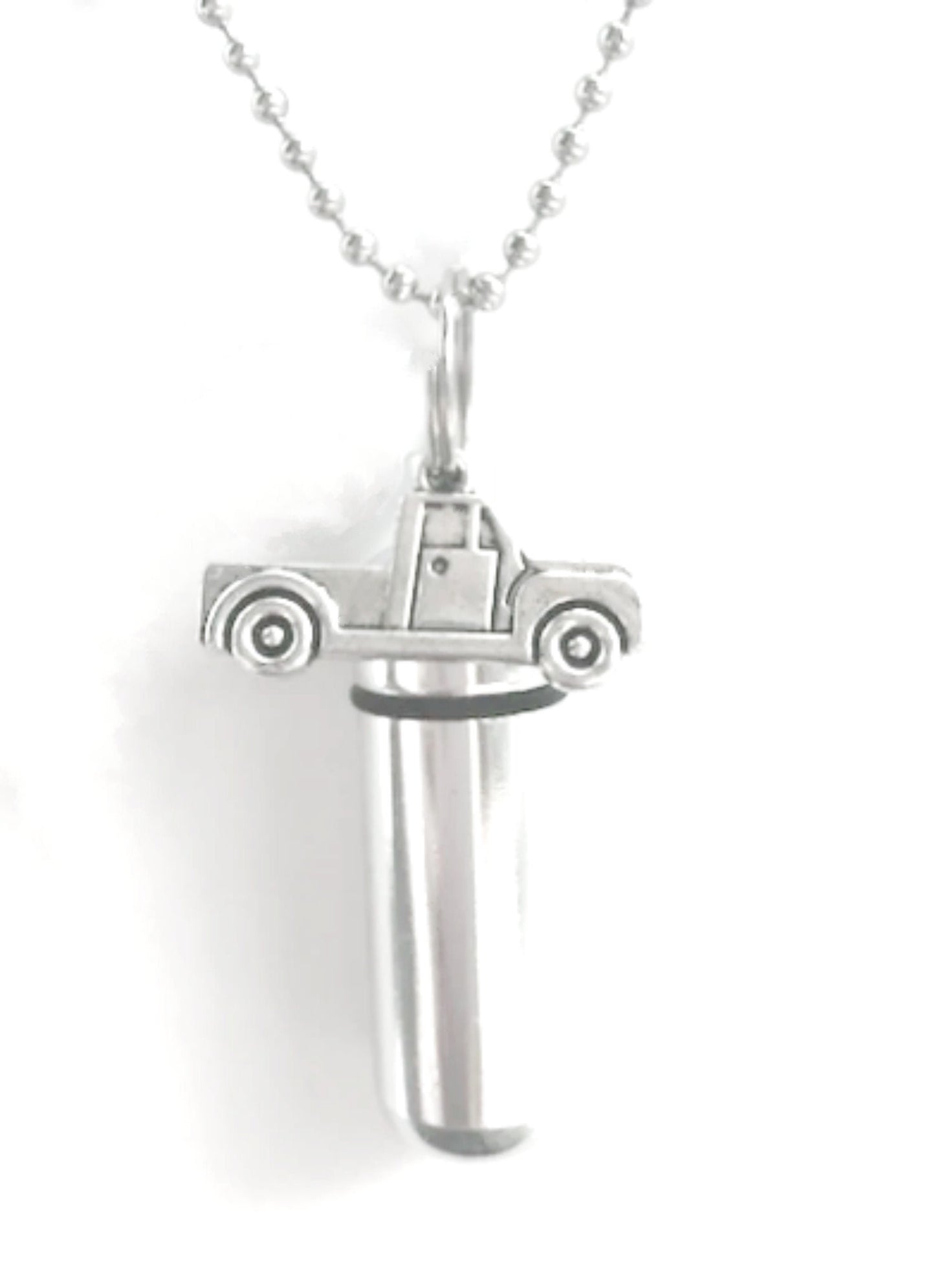 Set of TWO Cremation Urn Necklaces with Silver Pickup Trucks - Memorial Jewelry, Urn Necklace, Ashes Jewelry, Urn for Human Ashes, pet Urn