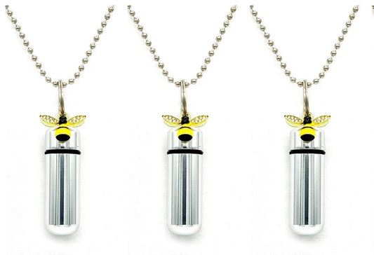 Set of Three CREMATION URN NECKLACES with Colorful Queen Bee - Mourning Jewelry, Urn Keepsake, Ashes Necklace, Child Urn, Personalized Urn