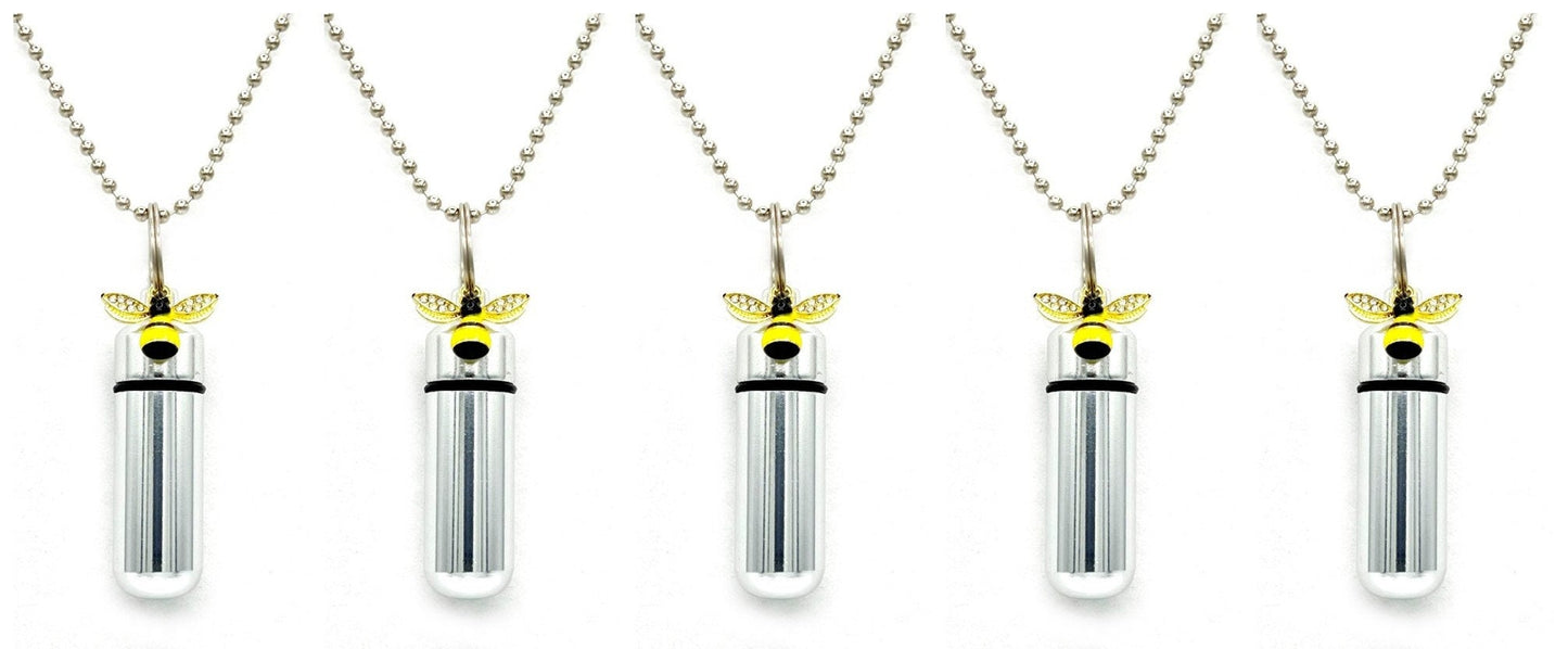Beautiful Set of FIVE Cremation Urn Necklaces with Colorful Queen Bee - Memorial Jewelry, Ashes Urn, Personalized Jewelry