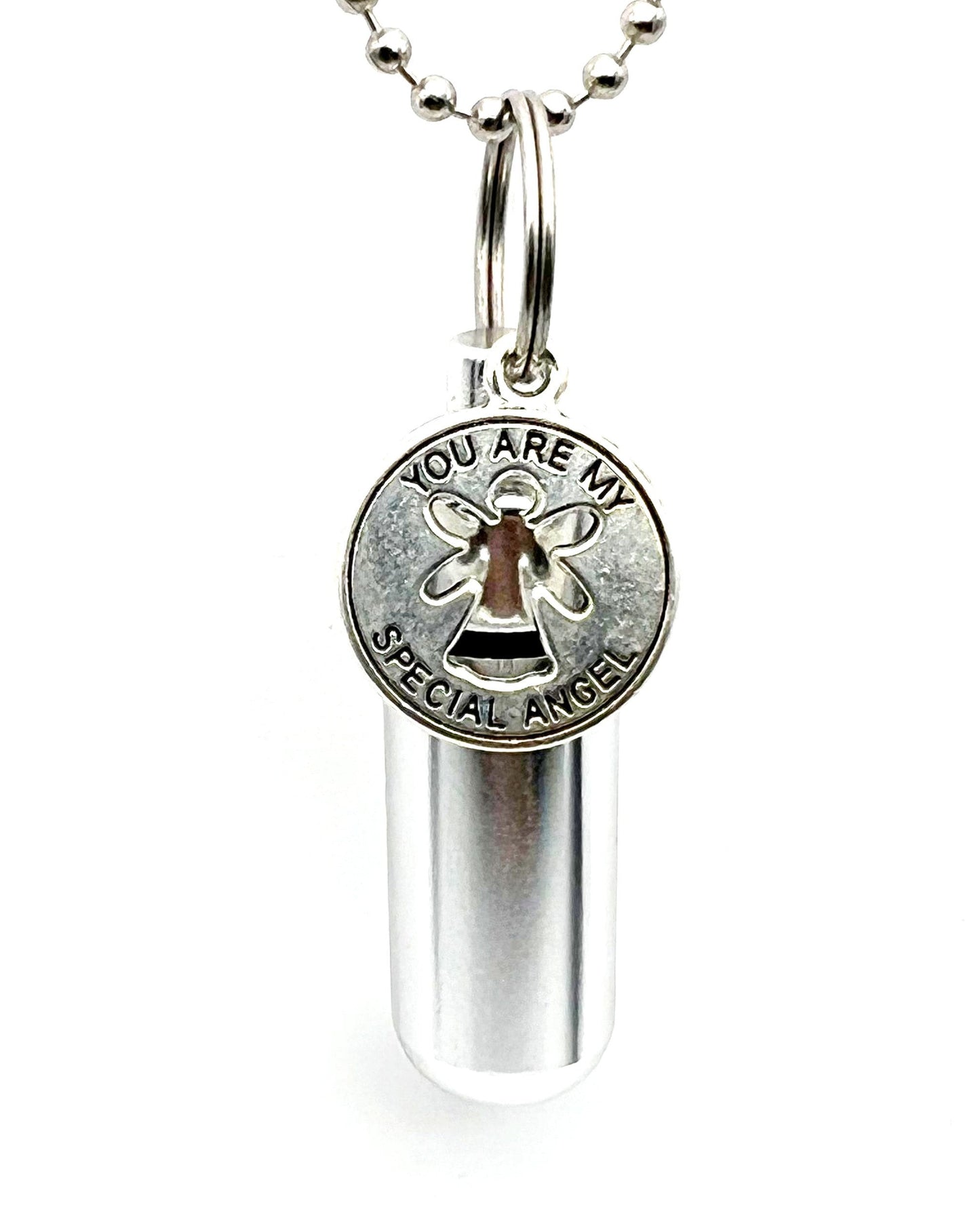 Set of FIVE "You Are My Special Angel" Cremation Urns on 24" Ball Chain Necklaces - Memorial Jewelry, Ashes Necklace, Urns for Human Ashes