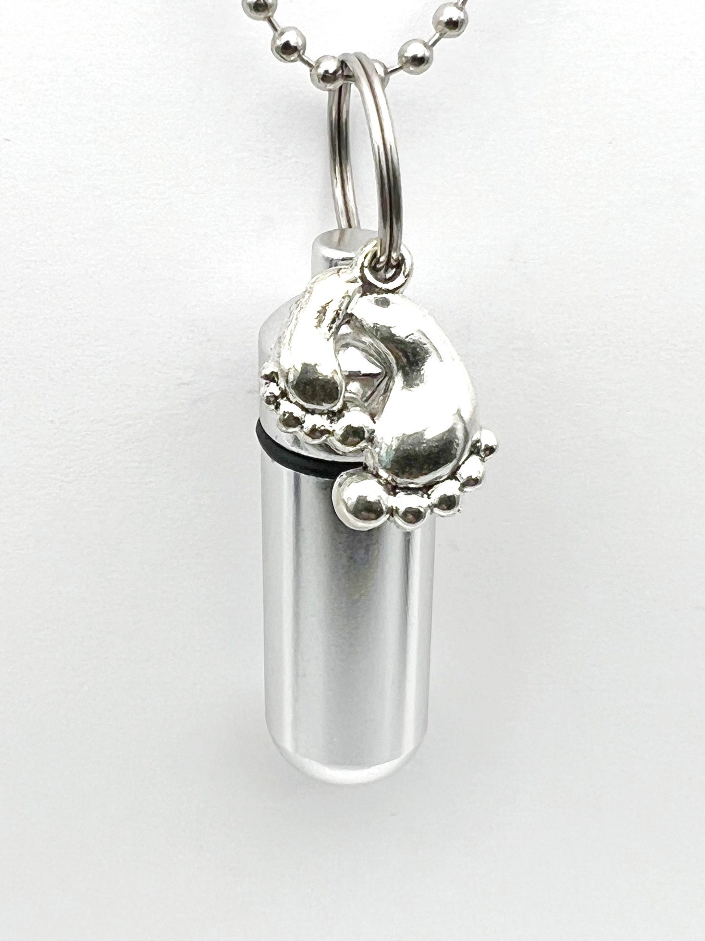 Set of Three CREMATION URN Necklaces with Silver Baby Feet - Keepsake Urn, Baby Loss, Child Loss, Urn Jewelry Infant Urn, Personalized Urn