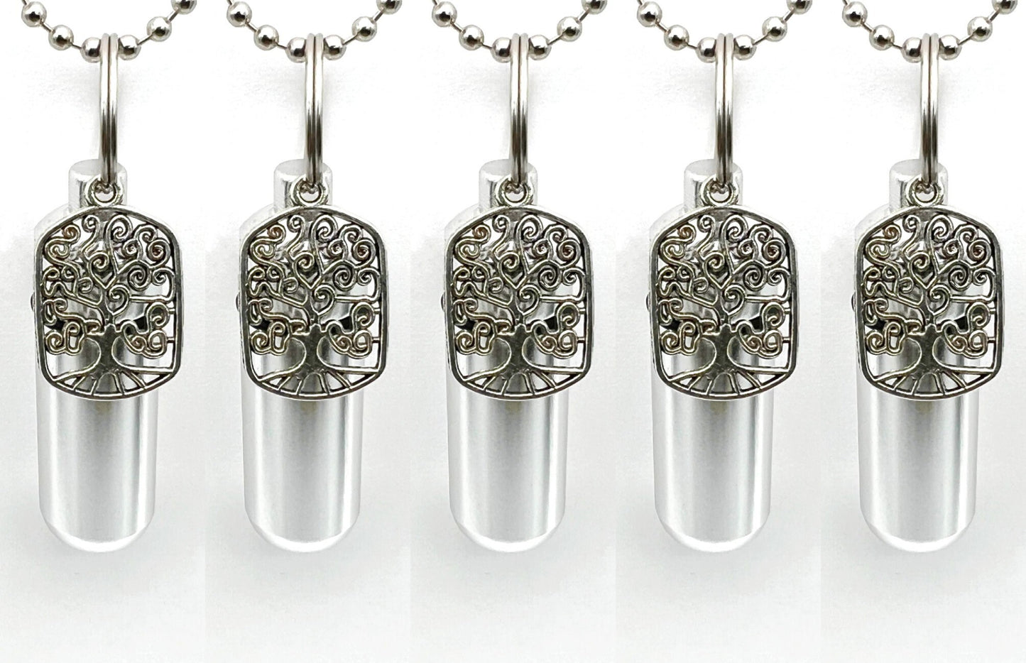 Set of FIVE Cremation Urn Necklaces with "Artisan Tree Of Life"  Mourning Jewelry, Urn Necklace, Ashes Keepsake, Personalized Urn