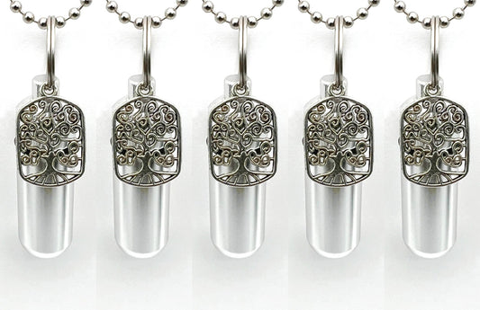 Set of FIVE Cremation Urn Necklaces with "Artisan Tree Of Life"  Mourning Jewelry, Urn Necklace, Ashes Keepsake, Personalized Urn