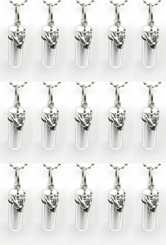 Set Of 15 I LOVE YOU (Sign Language) Cremation Urns on 24" Ball-Chain Necklaces, Memorial Urn Jewelry, For Human/Pet Ashes, Personalized
