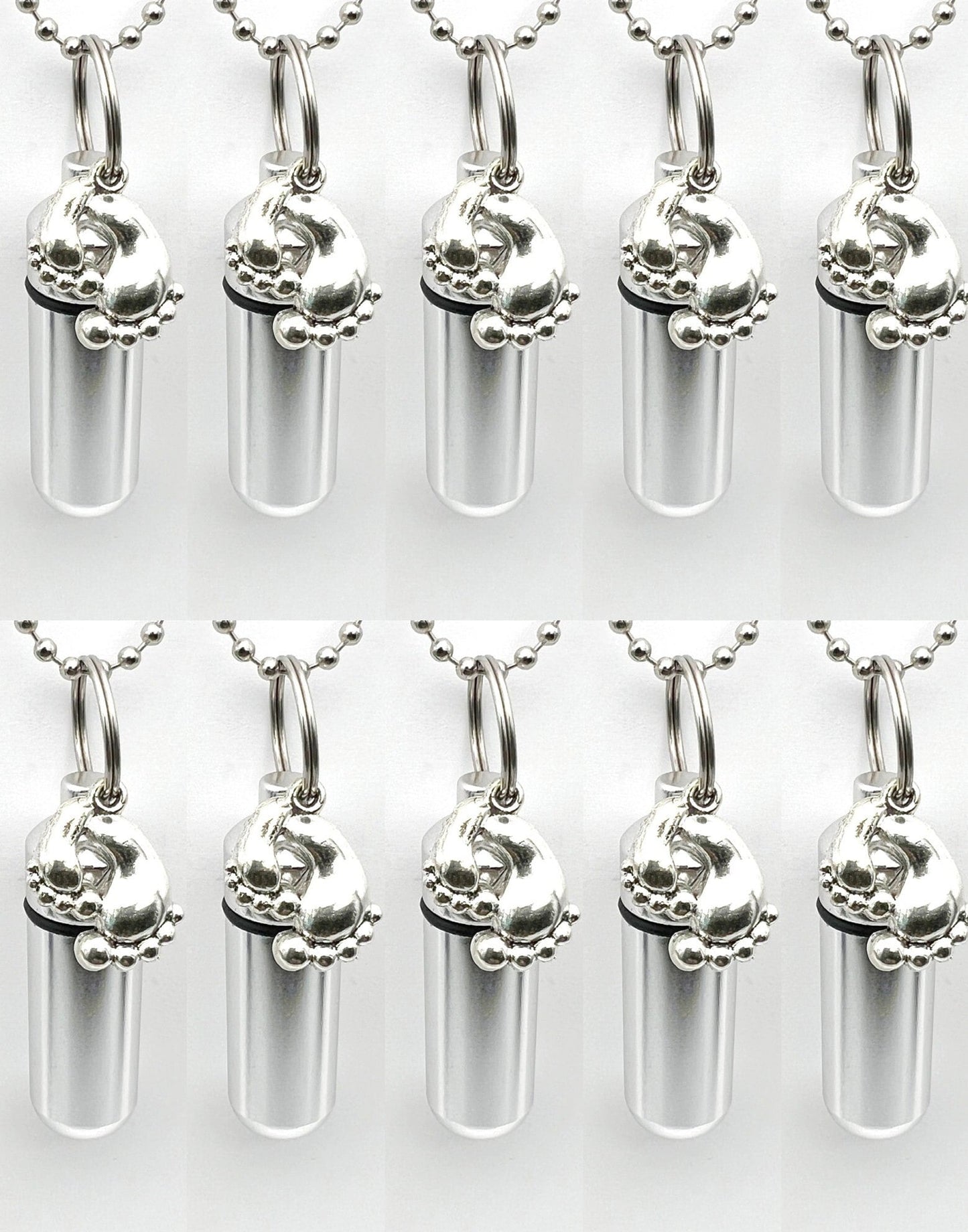 Set of TEN Silver Baby Feet Cremation Urns Necklaces, Memorial Keepsake, Ashes Necklace, Child Urn, Keepsake Urn, Baby Urn, Personalized Urn
