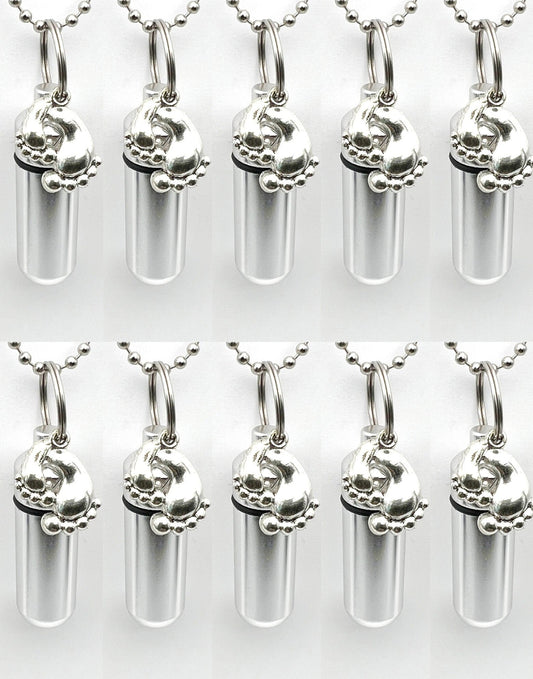 Set of TEN Silver Baby Feet Cremation Urns Necklaces, Memorial Keepsake, Ashes Necklace, Child Urn, Keepsake Urn, Baby Urn, Personalized Urn