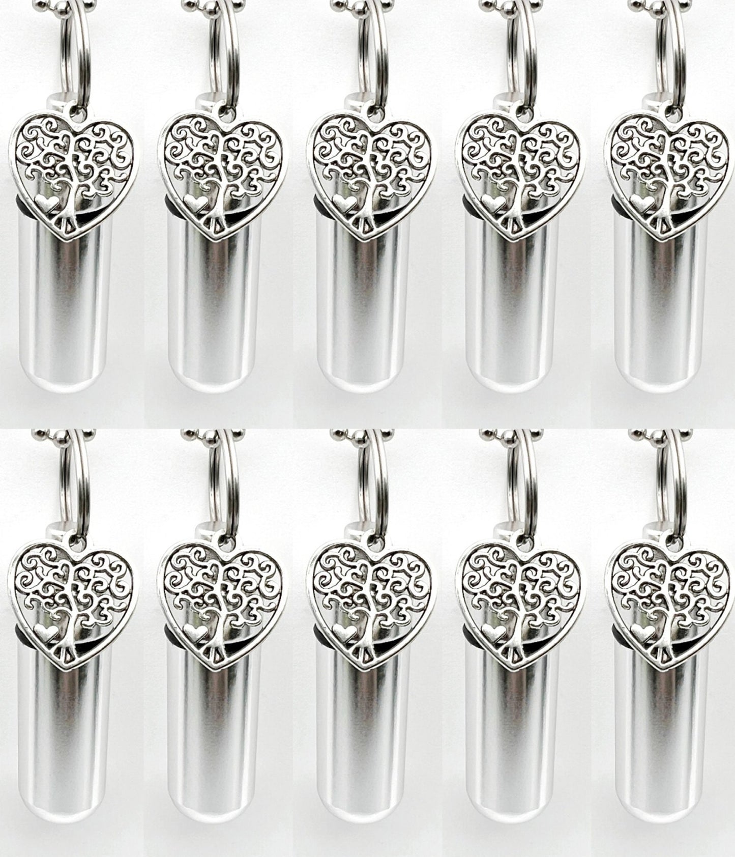 Set of TEN Cremation Urn Necklaces with "Heart Shaped Tree Of Life", Memorial Jewelry, Cremation Jewelry, Personalized Urn, Human/Pet Ashes