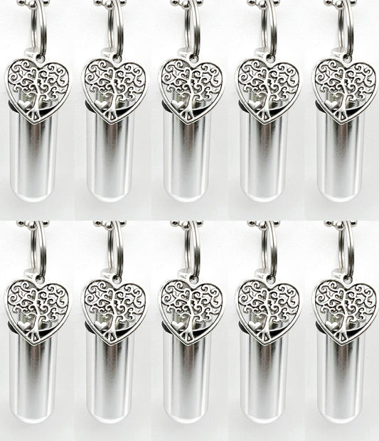 Set of TEN Cremation Urn Necklaces with "Heart Shaped Tree Of Life", Memorial Jewelry, Cremation Jewelry, Personalized Urn, Human/Pet Ashes