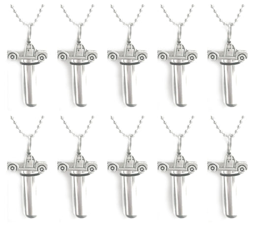 Set of TEN Cremation Urn Necklaces with Silver Pickup Trucks, Memorial Jewelry, Cremation Jewelry, Personalized Urn, Remembrance Gift