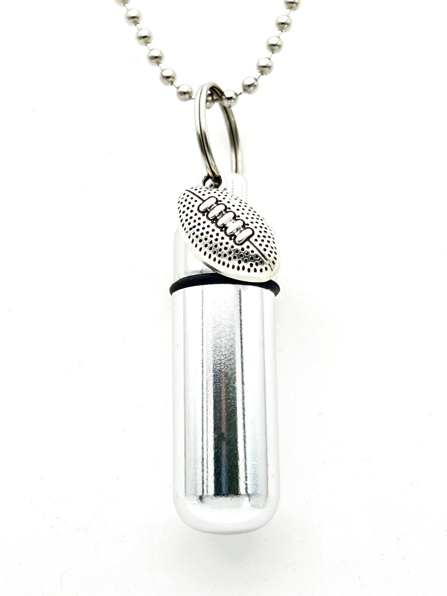 Set of Two FOOTBALL CREMATION URN Necklaces - Memorial Urns, Ashes Necklace, Urn Keepsake, Pet Urn, Child Urn, Urn for Human Ashes