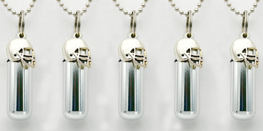 Set of Five Football Helmet CREMATION URNS on 24" Steel Ball-Chain Necklaces - Mourning Jewelry, Urn Keepsake, Ashes Necklace, Personalized