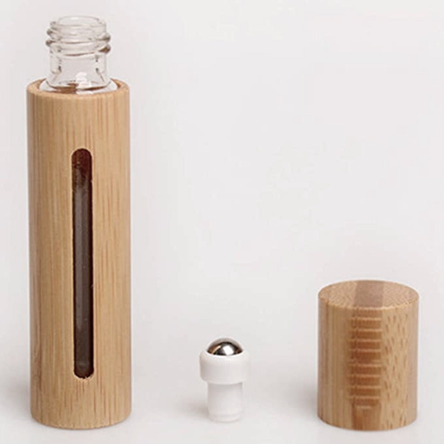 New Natural Sandalwood Anointing Oil Holder w/Roller Bottle & Side Window Engraved with Christian Prayer Fits Pocket or Purse, TSA Compliant