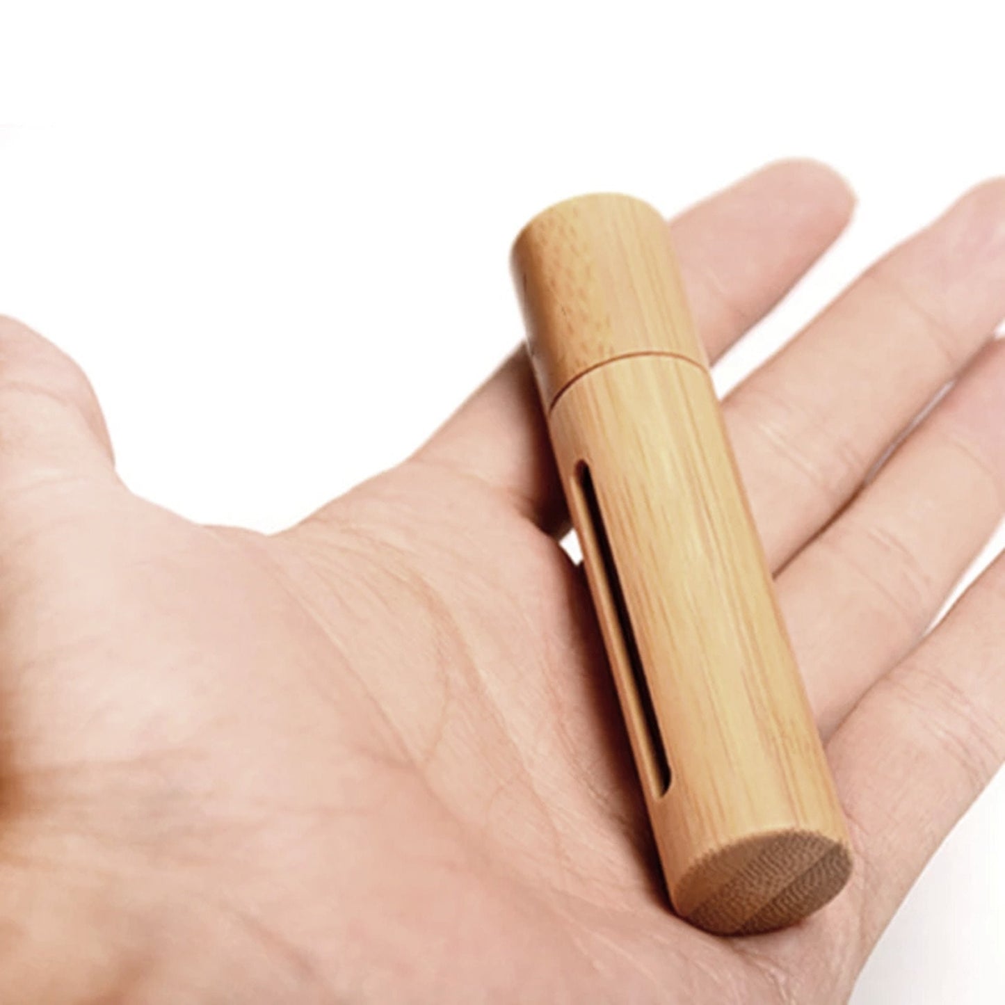 New Natural Sandalwood Anointing Oil Holder w/Roller Bottle & Side Window Engraved with Christian Prayer Fits Pocket or Purse, TSA Compliant