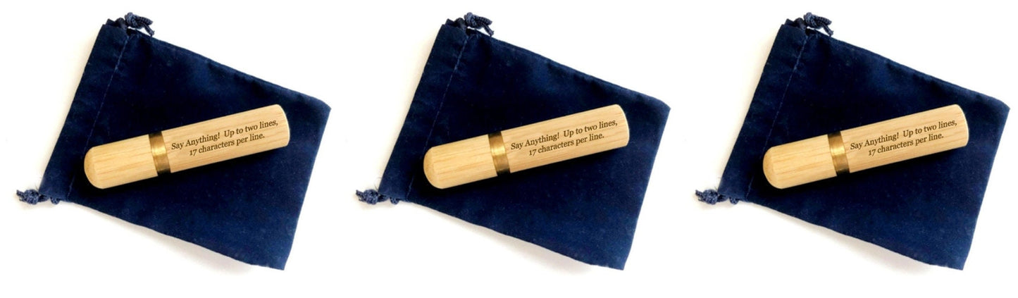 Set Of Three CUSTOM ENGRAVED Natural Sandalwood Cremation Urns / Scattering Tubes - Fits in Pocket/Purse, TSA Travel Compliant, Very Secure