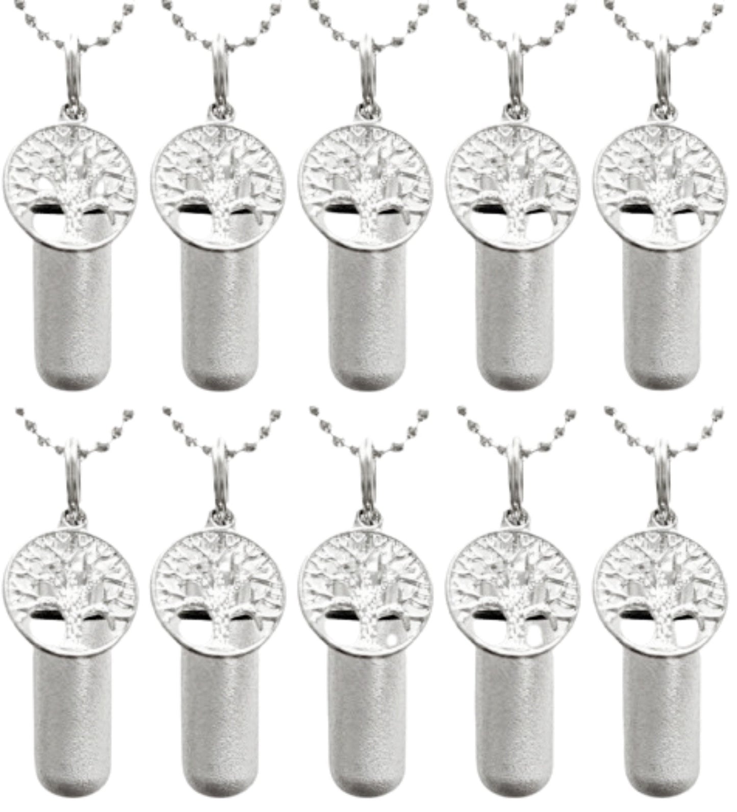 Family Set of 10 Brushed Silver Tree-Of-Life CREMATION URN Necklaces, Memorial Jewelry, Urn Jewelry, Personalized Urn, Mourning Jewelry