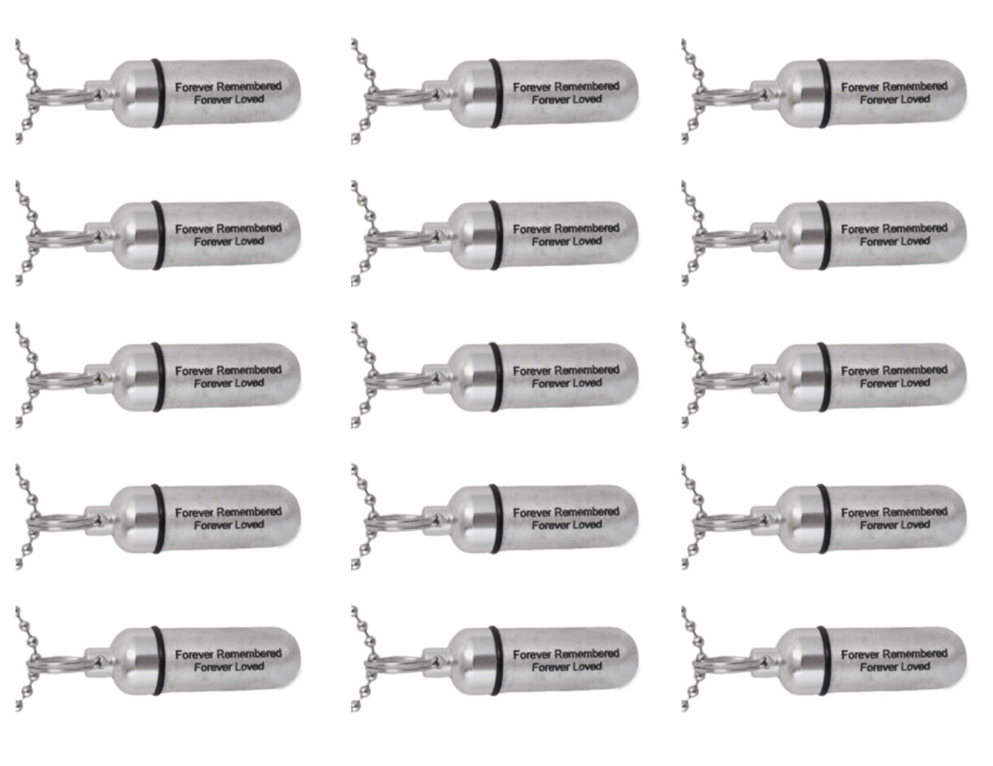 Set of 15 ENGRAVED Brushed Silver Cremation Urn Necklaces "Forever Remembered, Forever Loved" Mourning Jewelry, Ashes Necklace, Pet Ashes