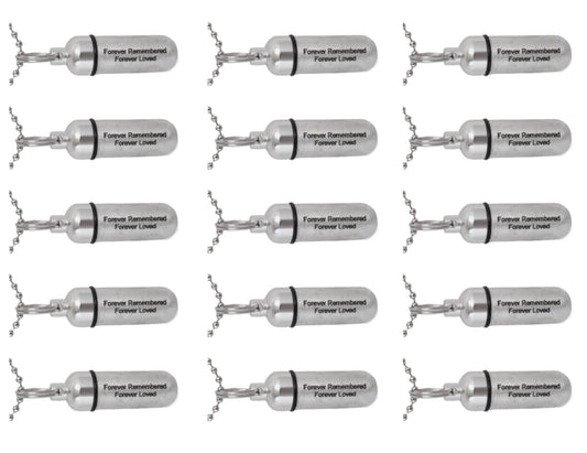 Set of 15 ENGRAVED Brushed Silver Cremation Urn Necklaces "Forever Remembered, Forever Loved" Mourning Jewelry, Ashes Necklace, Pet Ashes