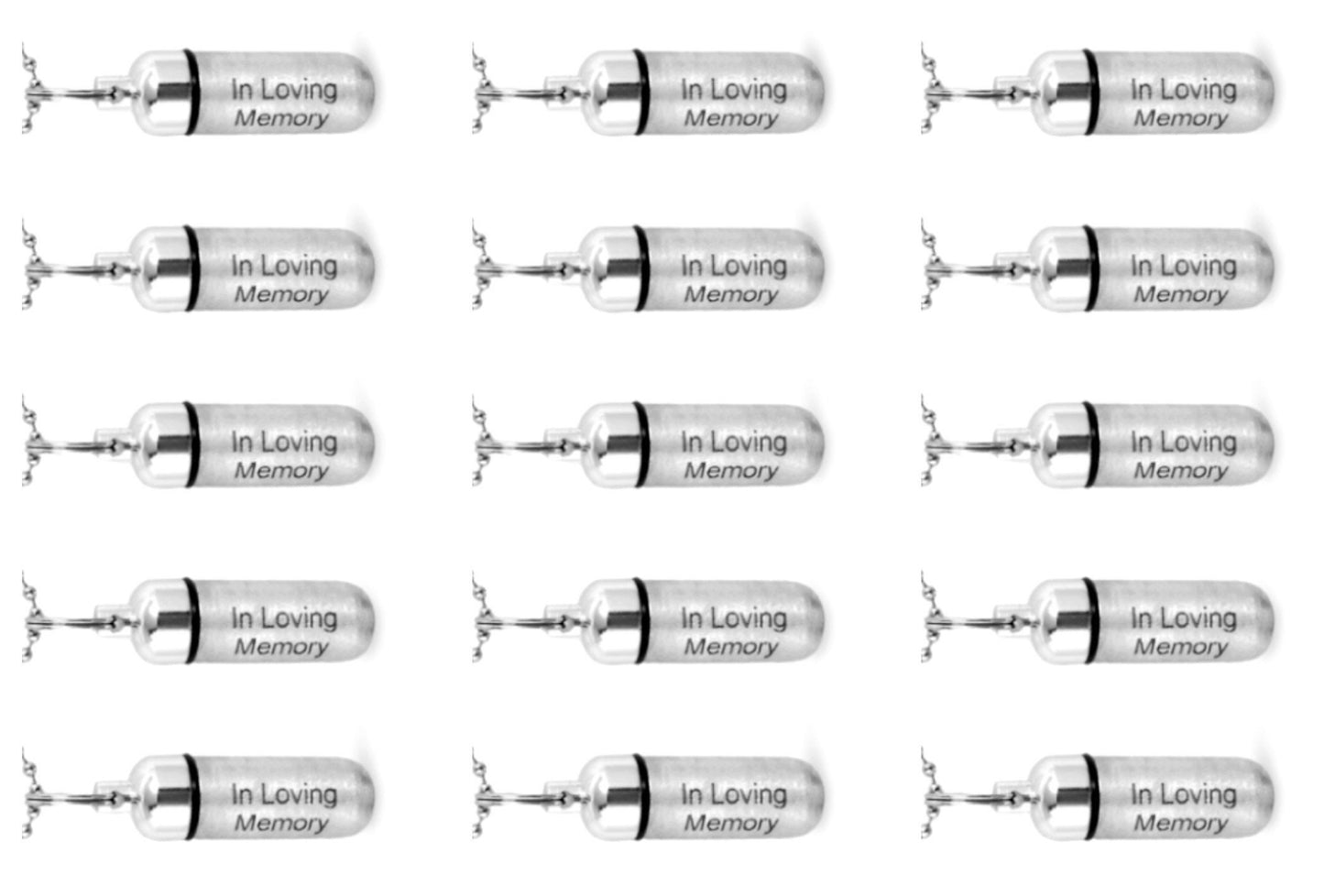 Set of 15 ENGRAVED Brushed Silver Cremation Urn Necklaces "In Loving Memory" Memorial Jewelry, Ash Necklace, Urn For Human Ashes, Pet Ashes