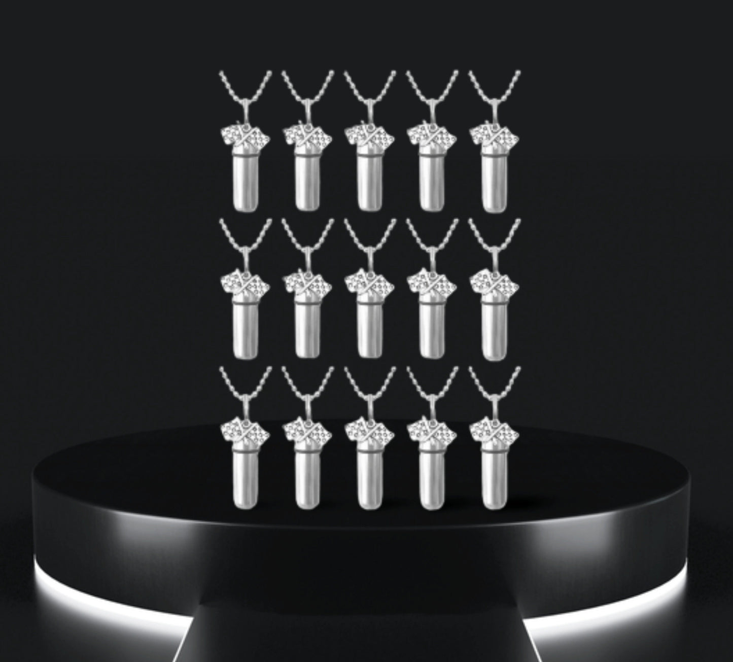 Set of 15  Racing Flag Cremation Urns on 24" Steel Ball Chain Necklaces - Cremation Jewelry, Memorial Jewelry, Personalized Urn