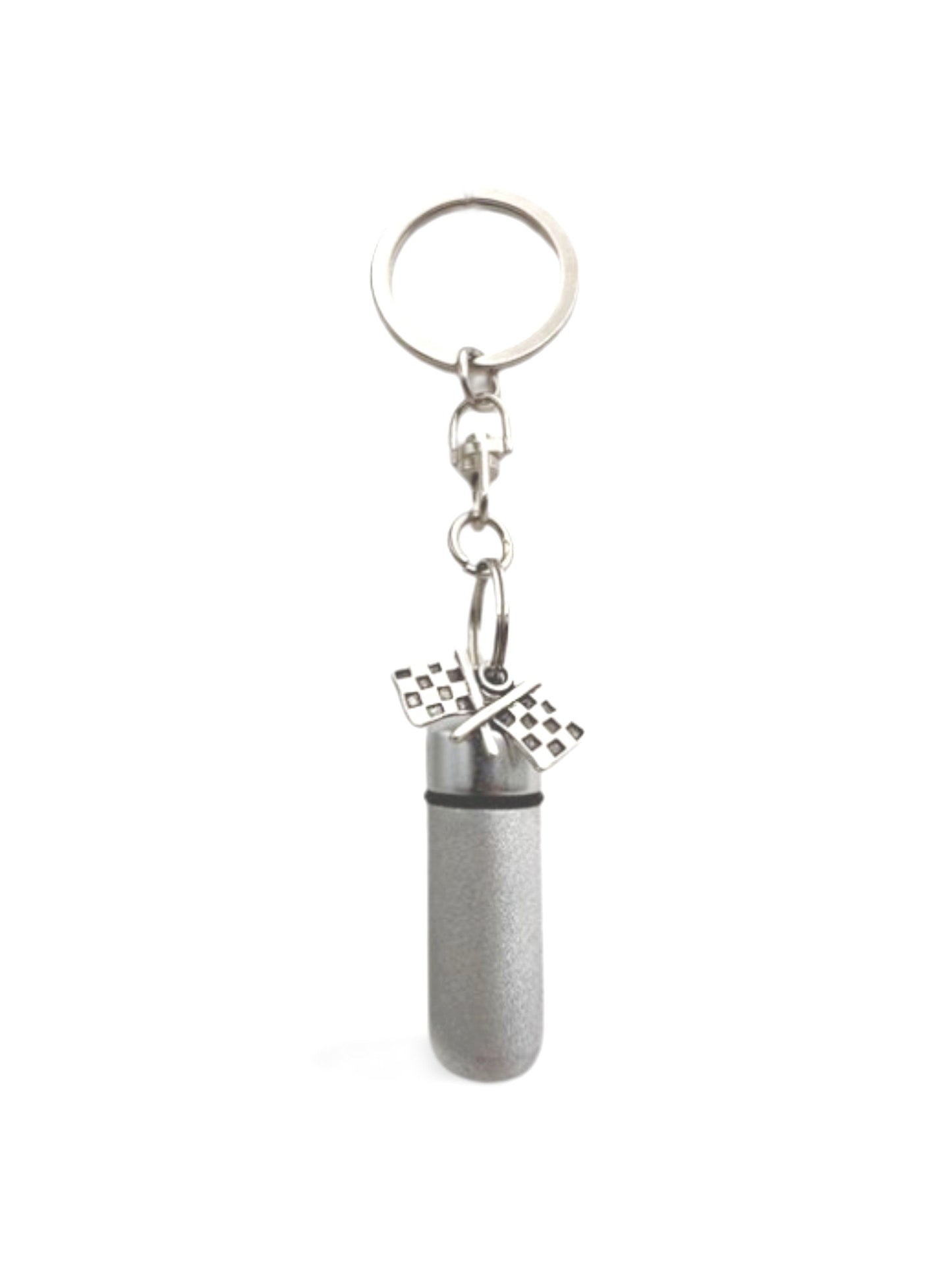Set of Five PERSONALIZED Brushed Silver Racing Flag CREMATION URNS on Stainless Steel Swivel Keychains - Ashes Jewelry, Urn Keepsake