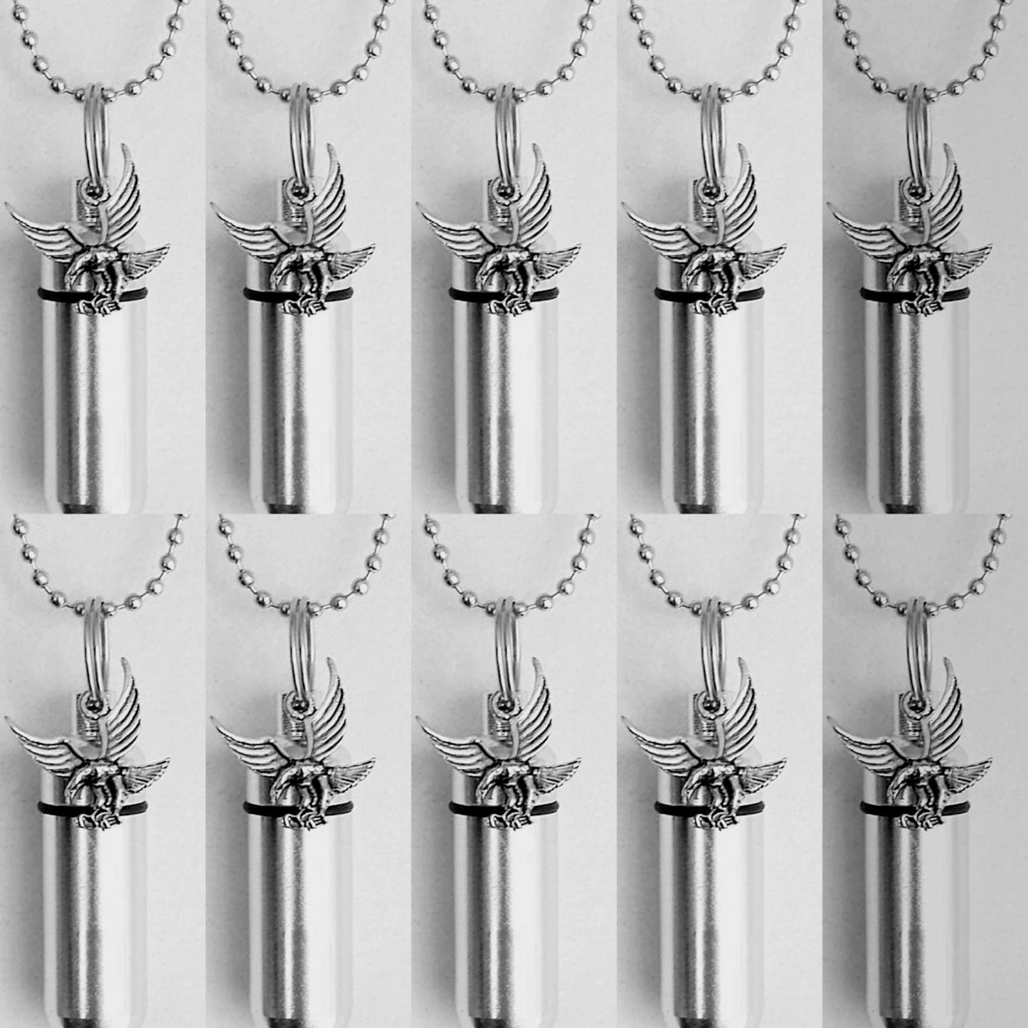 Set of Ten Silver Eagle CREMATION URN Necklaces - Ashes Necklace, Memorial Keepsake, Mourning Jewelry, Child Urn, Pet Urn, Personalized Urn