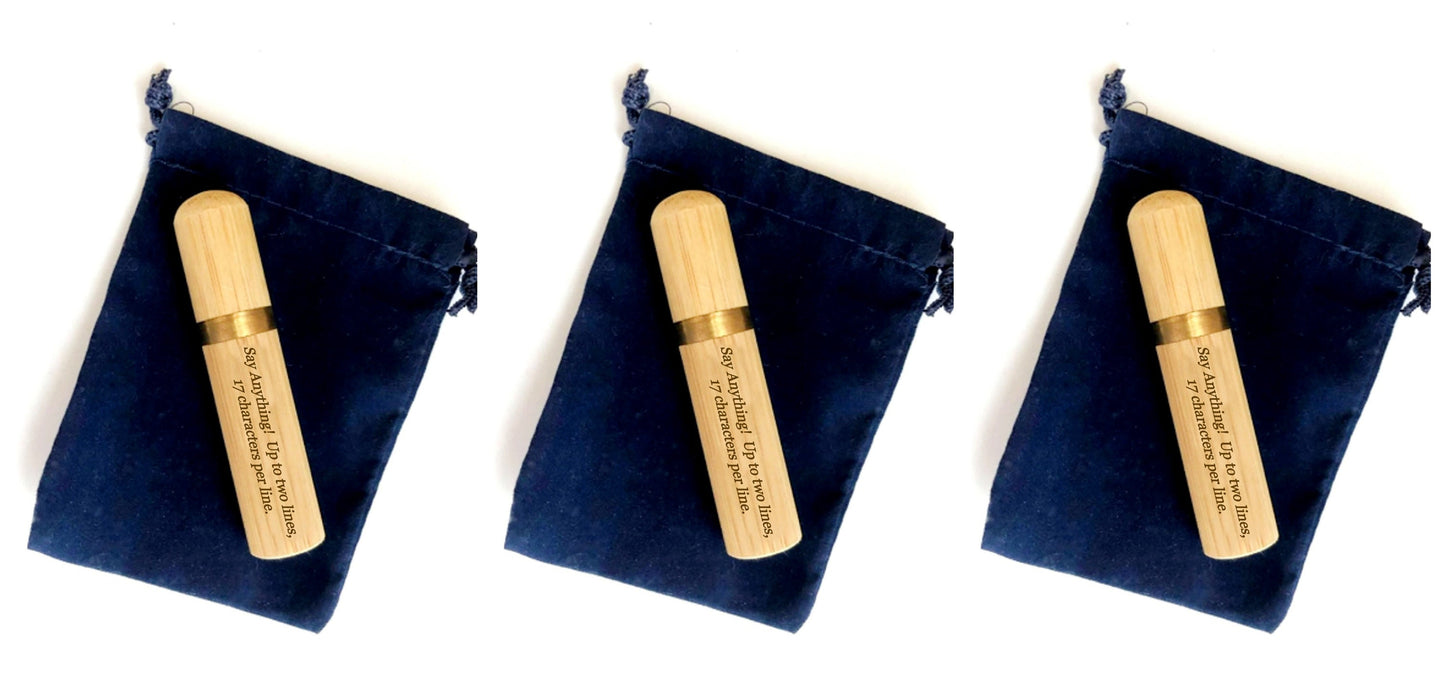 Set Of Three CUSTOM ENGRAVED Natural Sandalwood Cremation Urns / Scattering Tubes - Fits in Pocket/Purse, TSA Travel Compliant, Very Secure