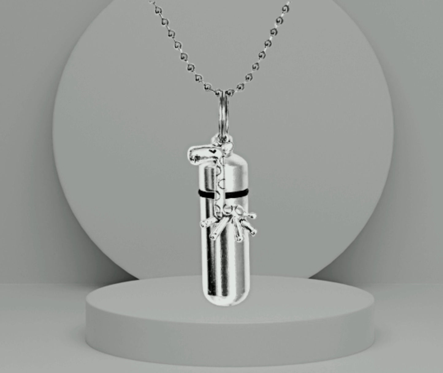 Silver Giraffe Cremation Urn on 24" Steel Ball Chain Necklace Keepsake - Memorial Jewelry, Mourning Necklace, Urn for Ashes, Pet Urn