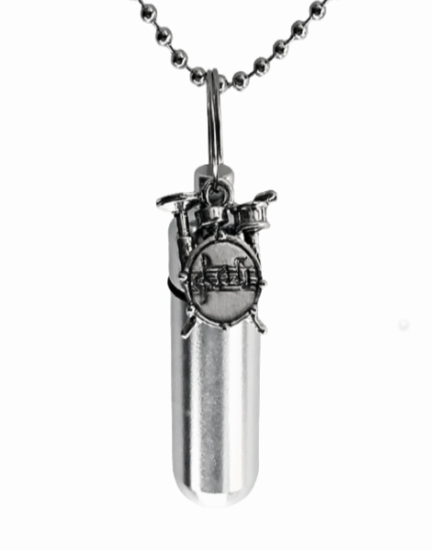 Set of FIVE Silver Musical Drums CREMATION URN Necklaces with Drum Kit  - Memorial Jewelry, Ashes Keepsake, Urn For Human Ashes, Pet Urn