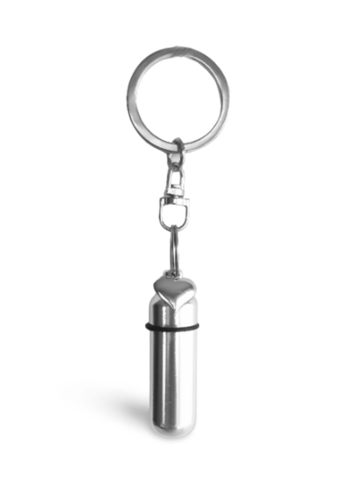 Set of 3 Classic Silver Cremation Urns with Puffed Heart on Steel Swivel Key Rings - Urn Jewelry, Ashes Keepsake, Mourning Jewelry, Pet Urn