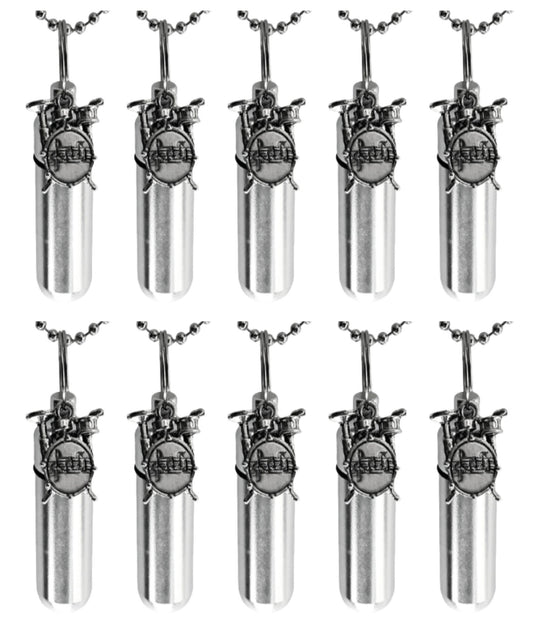Set of TEN Silver Drum Set CREMATION URN Necklaces, Memorial Urn, Cremation Keepsake, Personalized Urn, Mourning Jewelry, Bereavement Gift