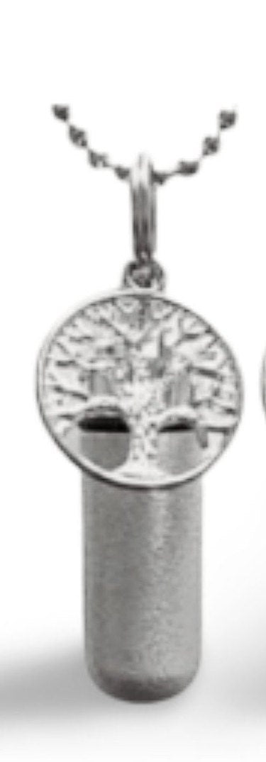 Set of 5 Brushed Silver TREE OF LIFE Cremation Urn Necklace Keepsakes, Urn Jewelry, Ashes Necklace, Child Urn, Personalized Urn
