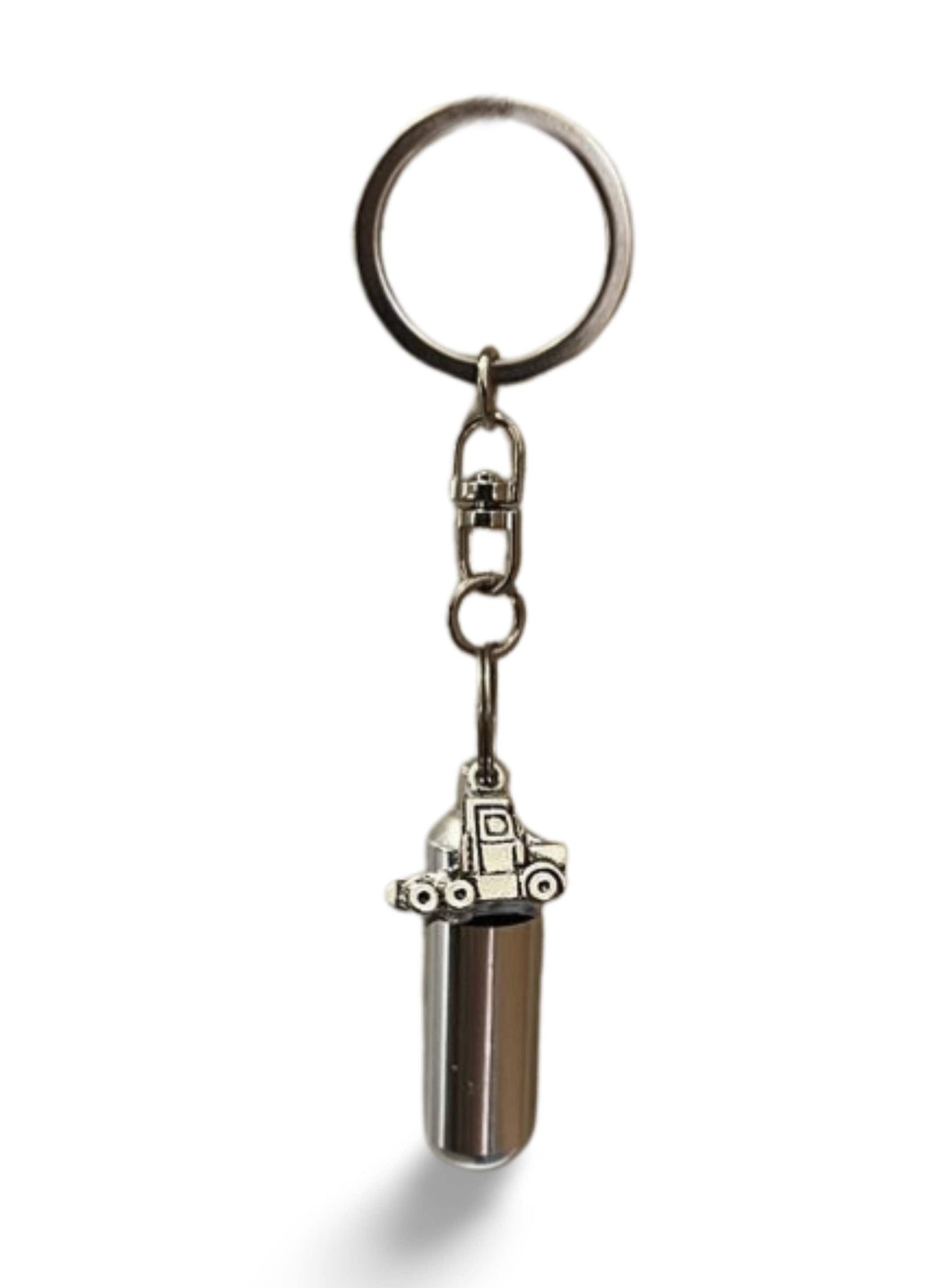Set of THREE Cremation Urns on Swivel Steel Keychains with 18-Wheeler / Semi-Trucks - Memorial Jewelry, Cremation Keepsake, Personalized Urn