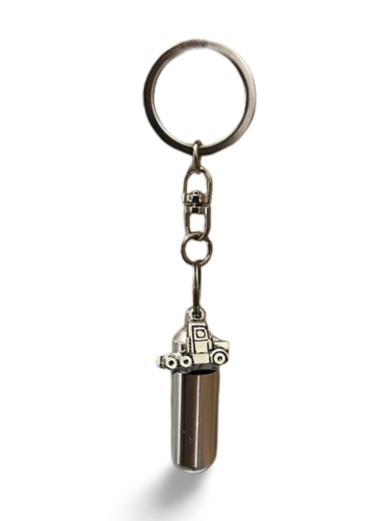Set of TEN Cremation Urns on Swivel Steel Keychains with 18-Wheeler / Semi-Trucks - Memorial Jewelry, Cremation Keepsake, Personalized Urn