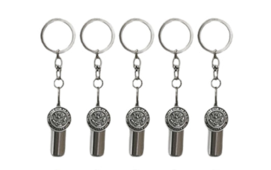 Set of FIVE Cremation Urns on Swivel Steel Keychains with ARMY MEDALLION - Memorial Jewelry, Military Keepsake, Personalized Urn