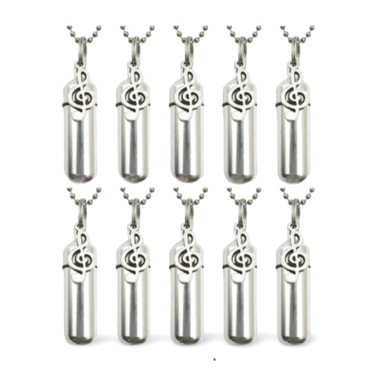 Set of TEN Musical Treble Clef CREMATION URN Necklaces - Ashes Necklace, Memorial Jewelry, Mourning Jewelry, Urn Necklace, Personalized Urn