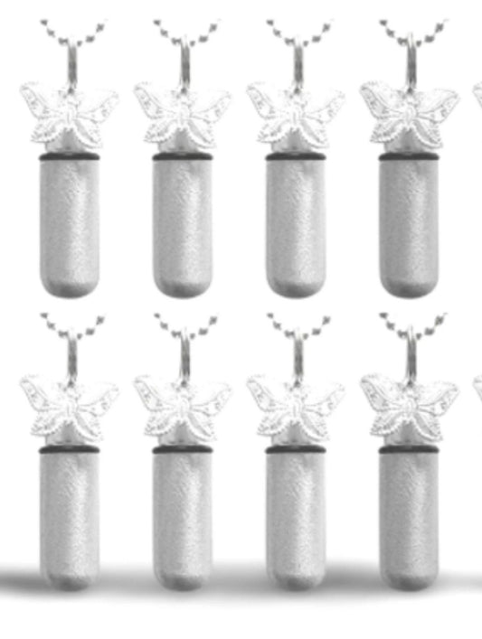 Set of EIGHT Brushed Silver Lace Butterfly CREMATION Urn Necklaces, Mourning Keepsake, Ashes Jewelry, Urn Necklace, Personalized Urn