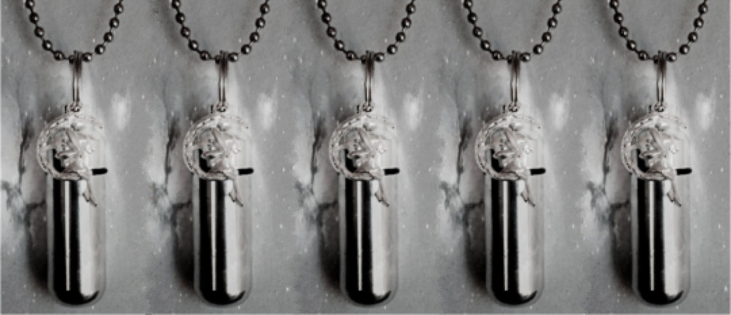 Set of Five Angel On Moon Cremation Urn on 24" Necklaces - Memorial Jewelry, Ashes Keepsake, Urn for Human Ashes, Pet Ashes, Urn Jewelry